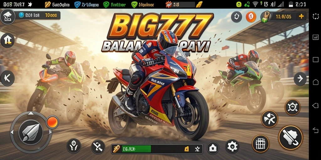 Tampilan gameplay balapan motor yang mendebarkan di BIG777.