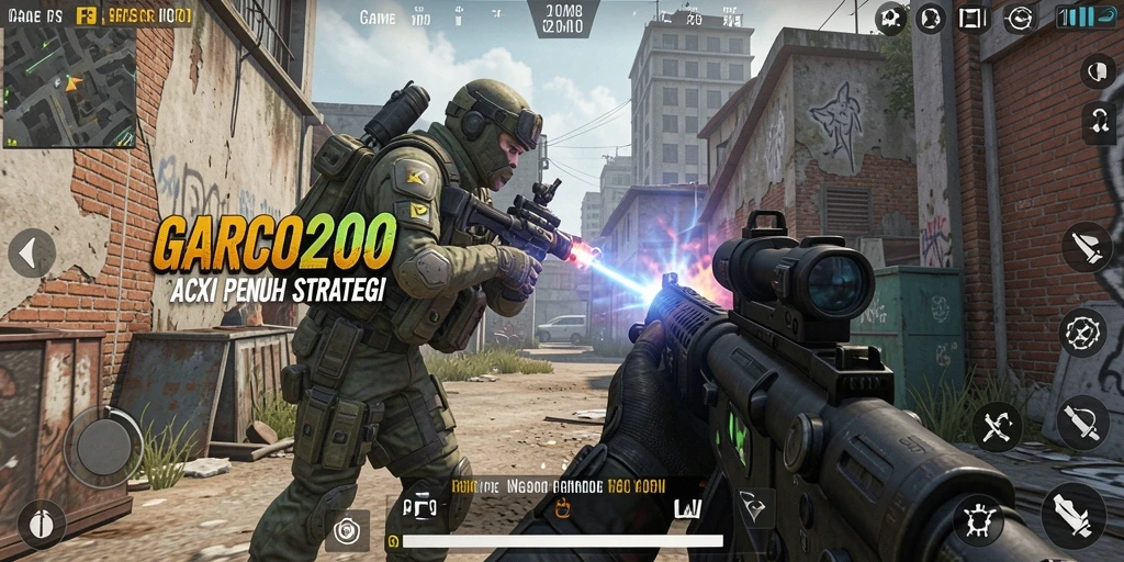 Tangkapan layar gameplay GARCO200 menampilkan aksi tembak-menembak yang seru dan mendebarkan.