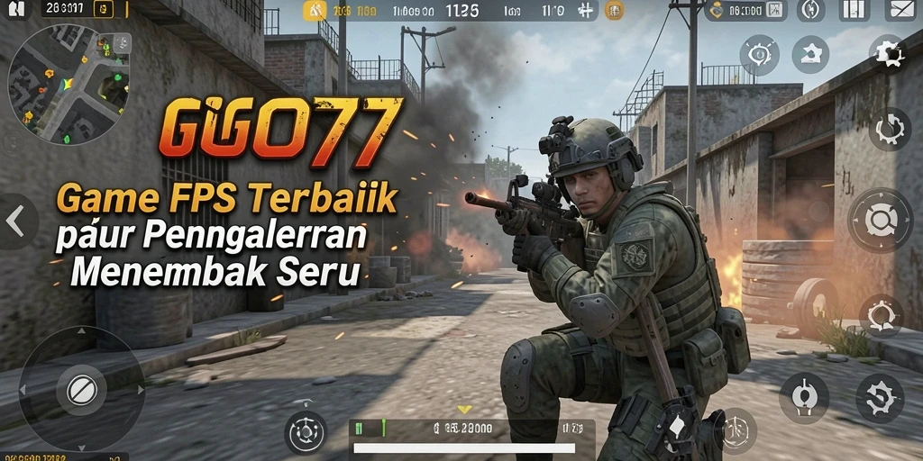 Screenshot utama GOGO77 menampilkan gameplay FPS yang intens dan mendebarkan.