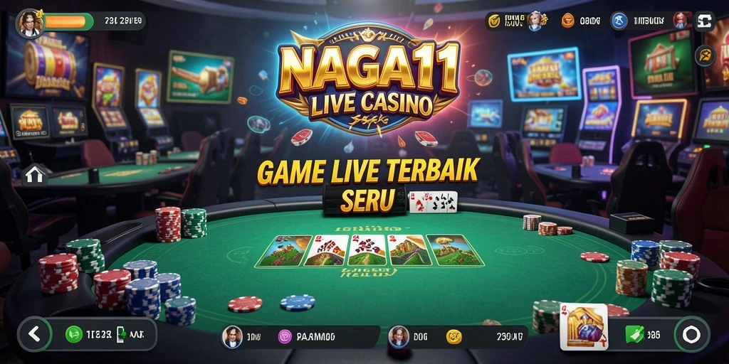 Tampilan gameplay NAGA11 di kasino langsung dengan dealer profesional.
