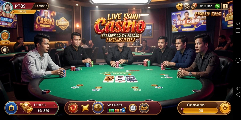 Screenshot PT89 menampilkan gameplay Live Casino yang mendebarkan dan interaktif.