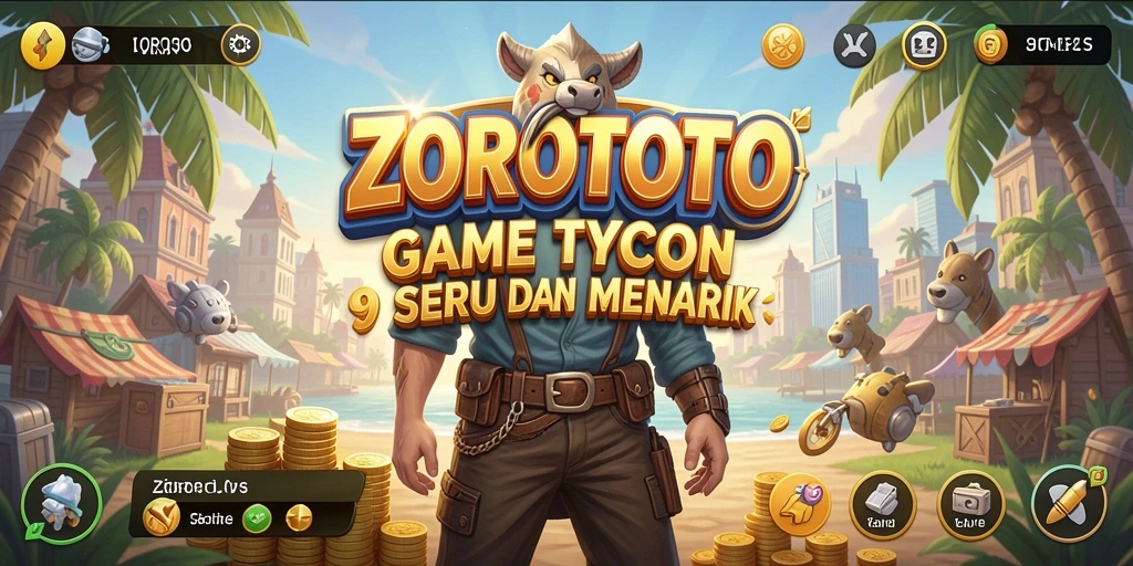 Tampilan gameplay ZOROTOTO yang mendebarkan dalam membangun bisnis Tycoon.